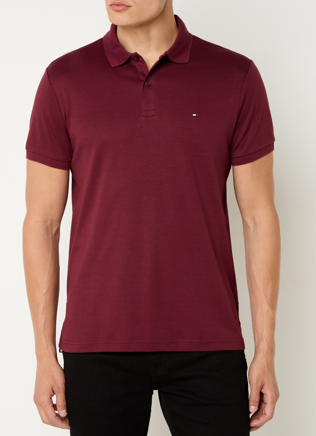Tommy Hilfiger Regular fit polo met logoborduring - detail 2 bordeauxrood