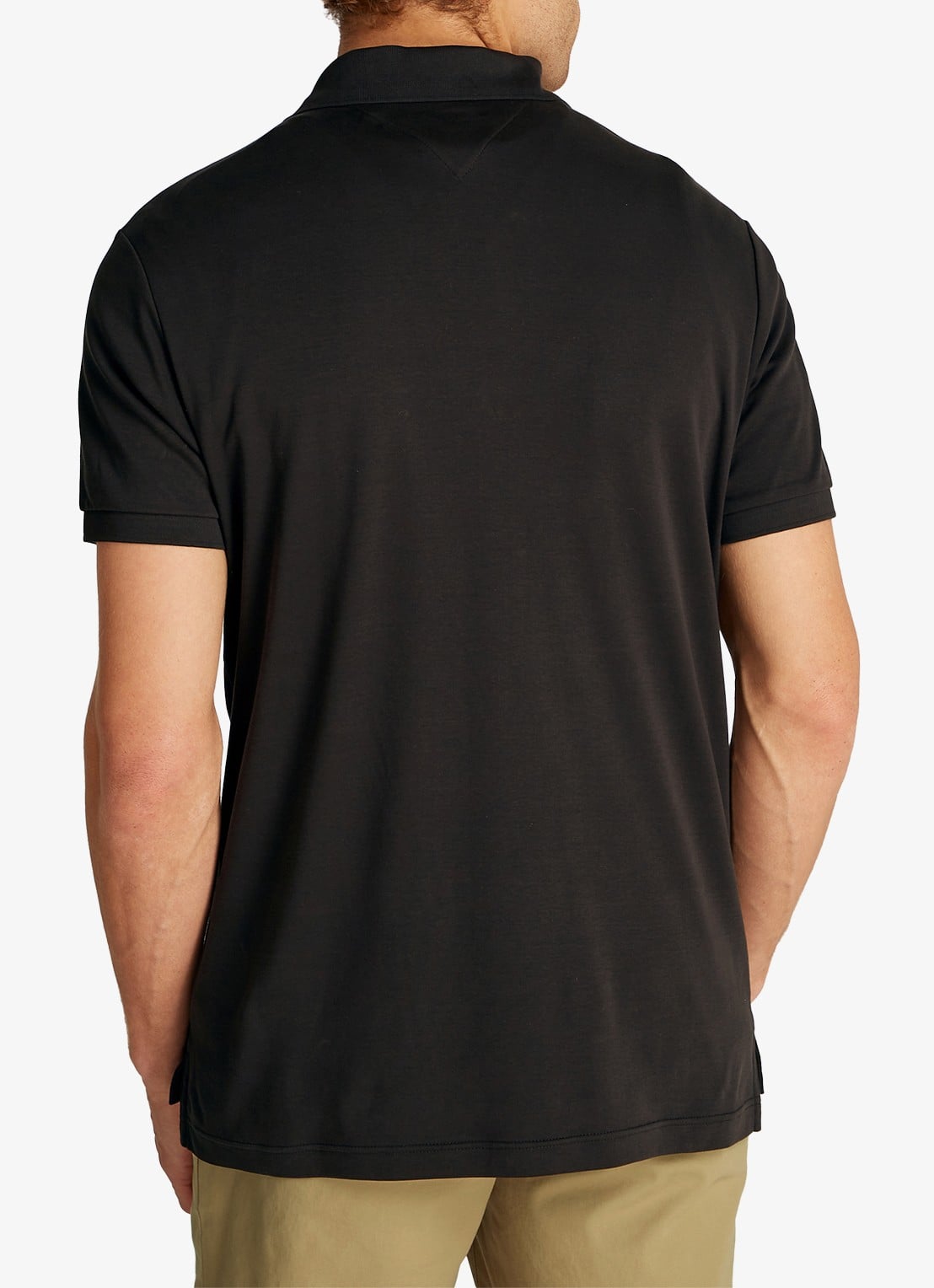 Tommy Hilfiger Regular fit polo met logoborduring - achterkant zwart