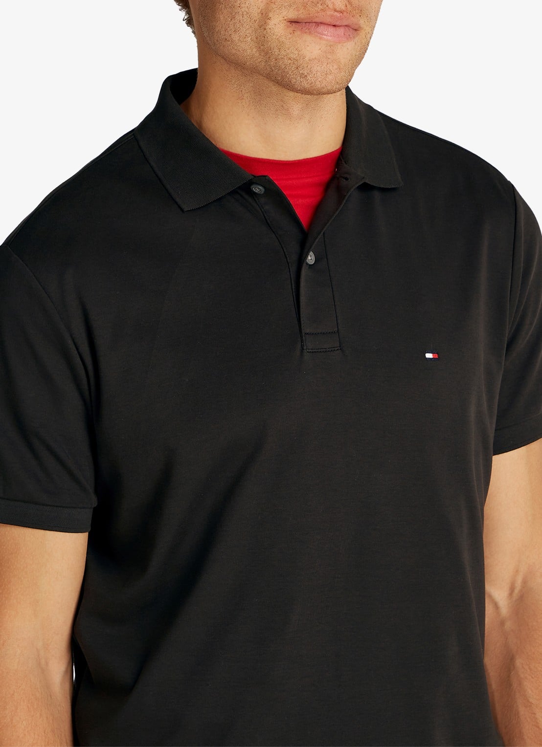 Tommy Hilfiger Regular fit polo met logoborduring - detail 5 zwart