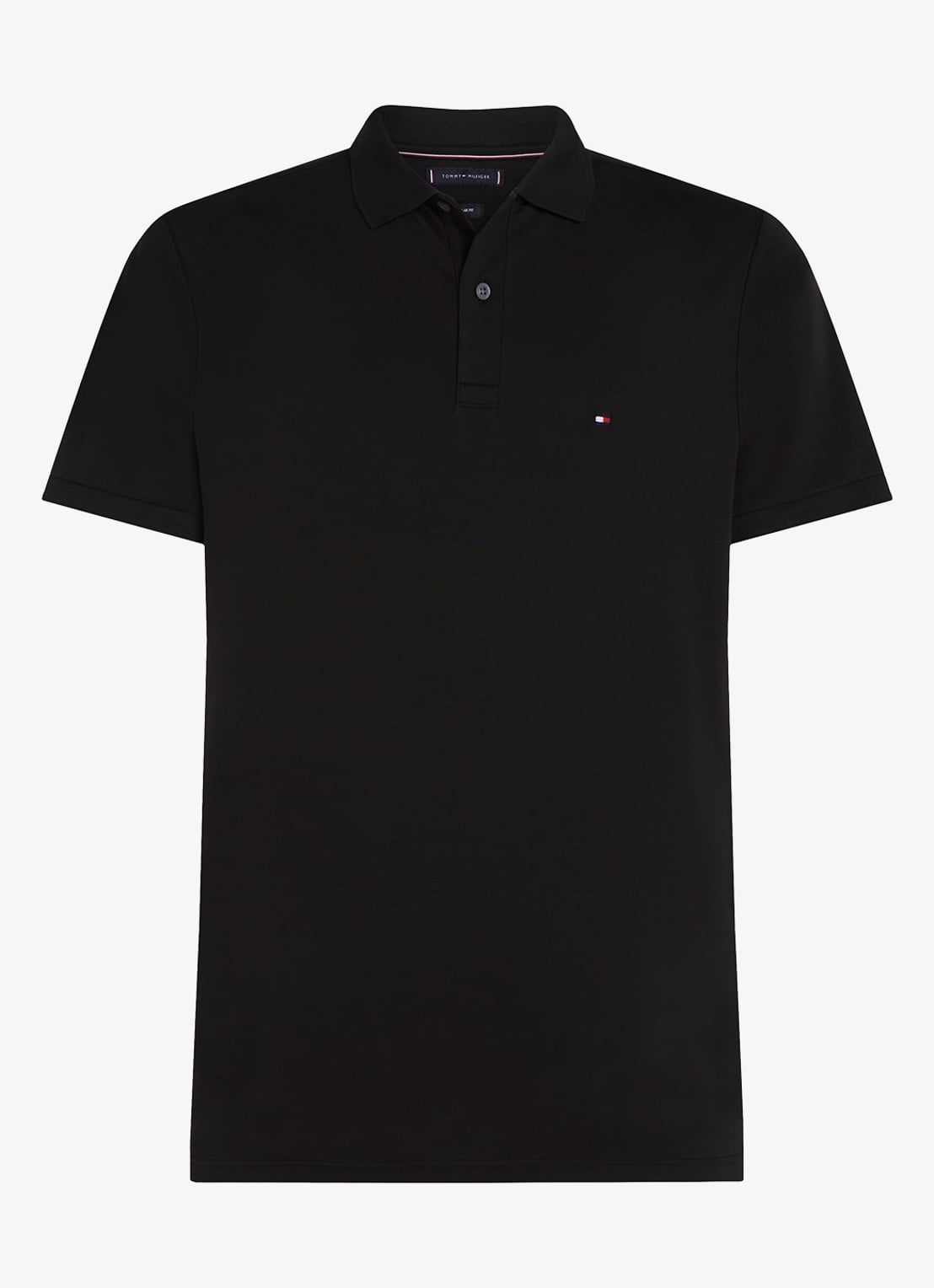 Tommy Hilfiger Regular fit polo met logoborduring - voorkant 2 zwart