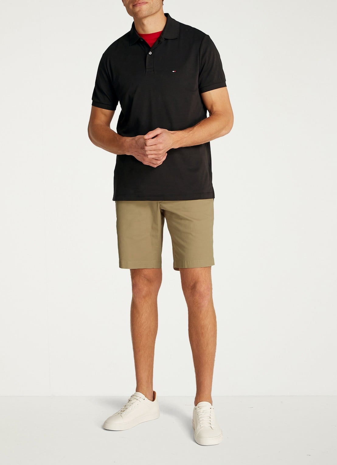Tommy Hilfiger Regular fit polo met logoborduring - voorkant 3 zwart