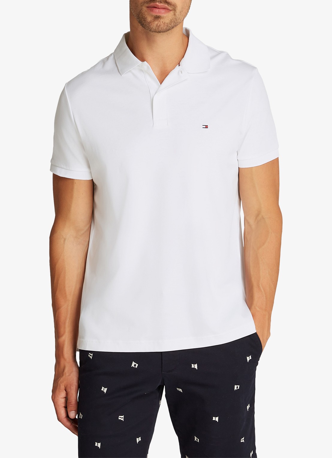 Tommy Hilfiger Regular fit polo met logoborduring - detail 4 wit