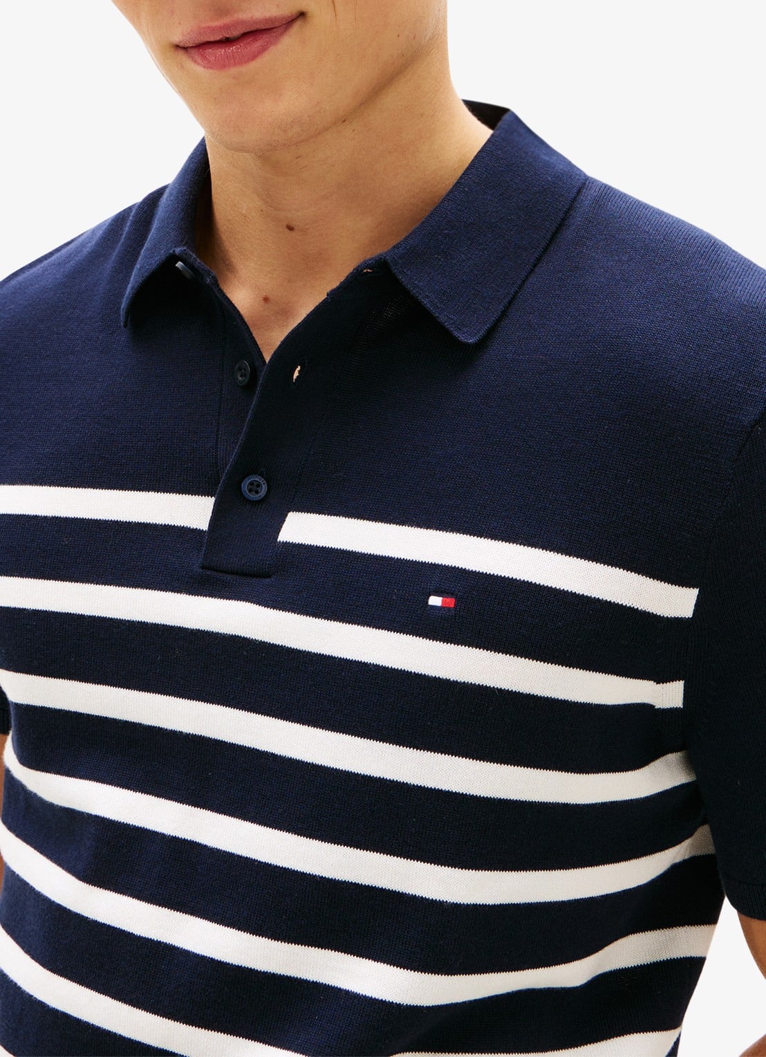 Tommy Hilfiger Regular fit polo met logoborduring - detail 2 donkerblauw