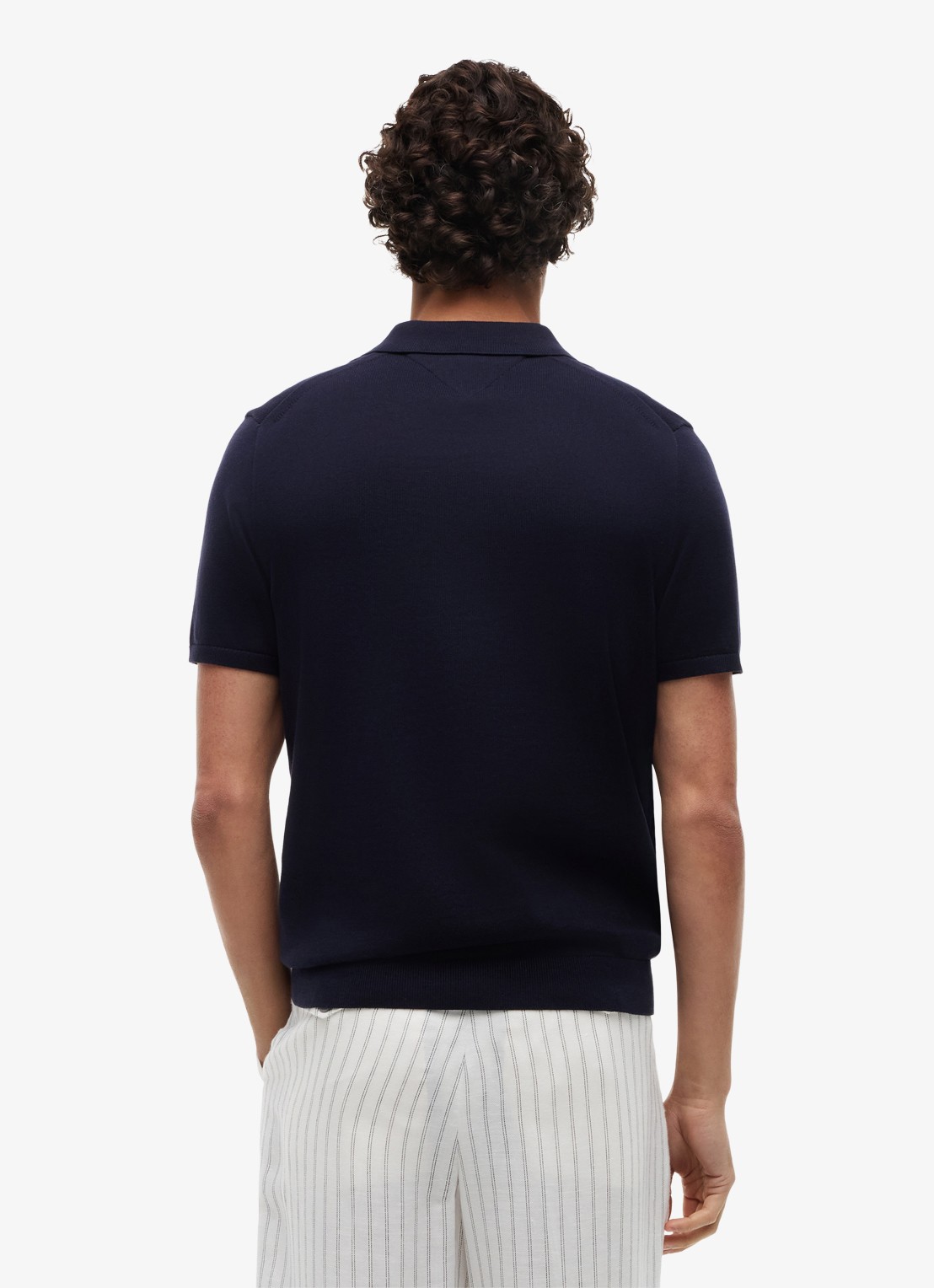Tommy Hilfiger Regular fit polo met logoborduring - achterkant blauw