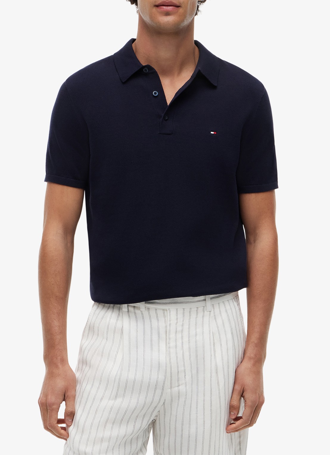 Tommy Hilfiger Regular fit polo met logoborduring - detail 4 blauw