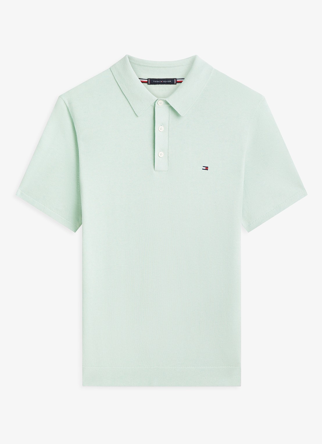 Tommy Hilfiger Regular fit polo met logoborduring - voorkant mint