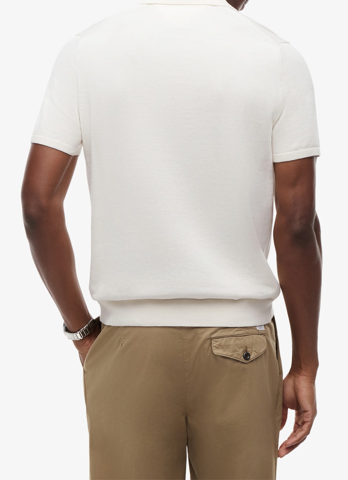 Tommy Hilfiger Regular fit polo met logoborduring - achterkant 5 gebroken wit