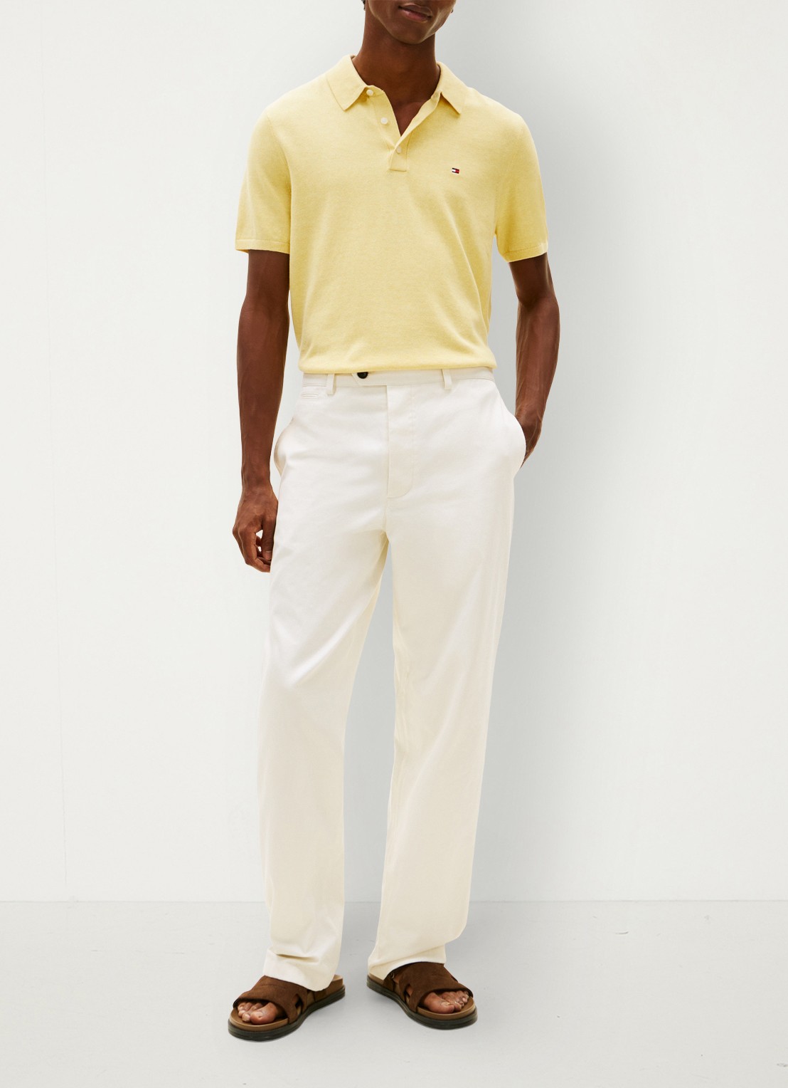 Tommy Hilfiger Regular fit polo met logoborduring - voorkant 4 geel