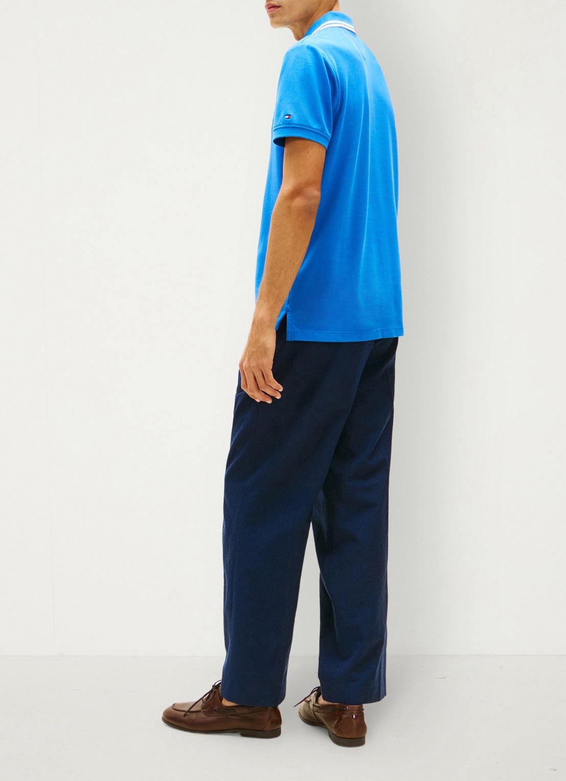 Tommy Hilfiger Regular fit polo met logoborduring - achterkant royaalblauw