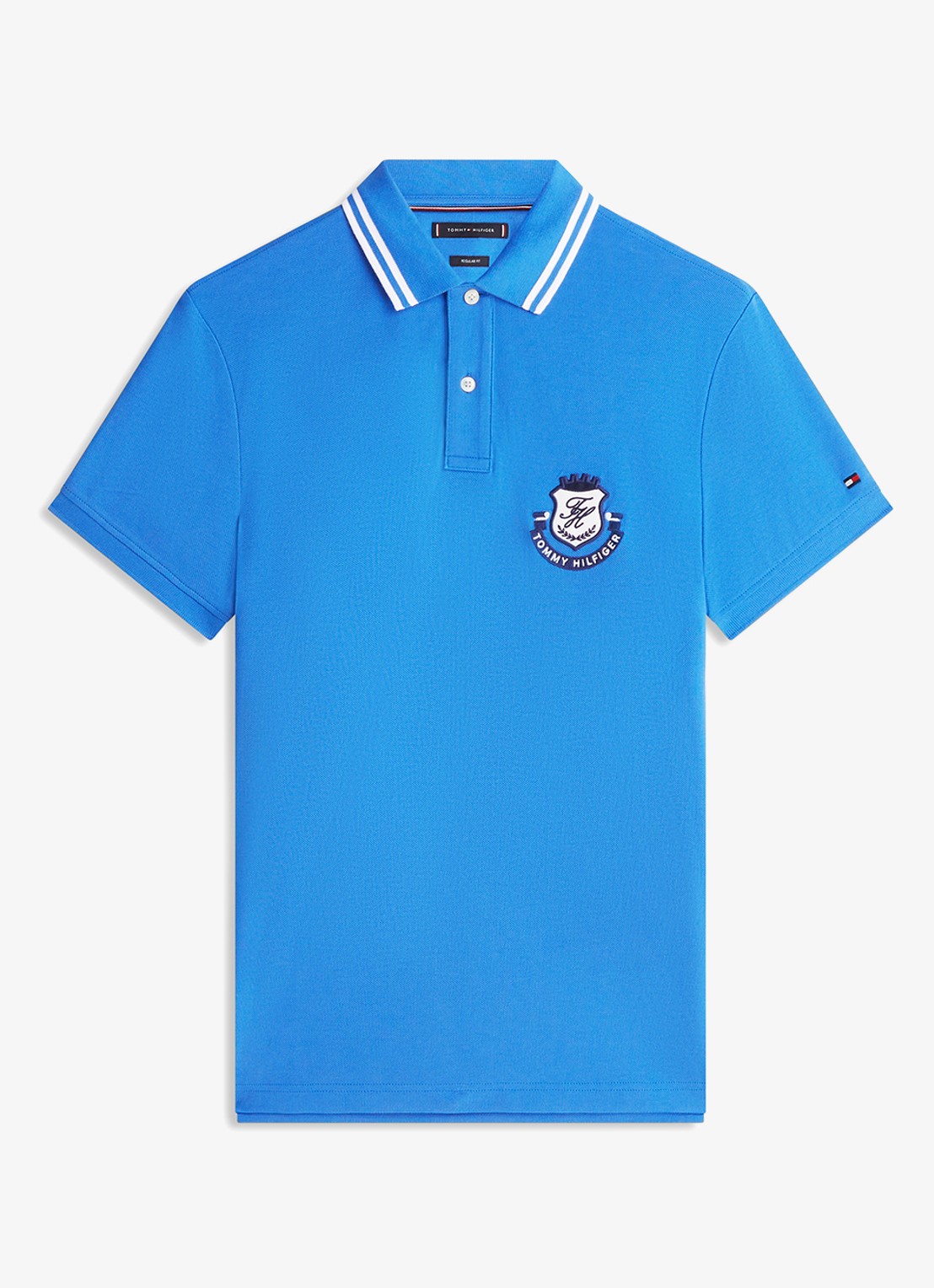 Tommy Hilfiger Regular fit polo met logoborduring - voorkant 2 royaalblauw