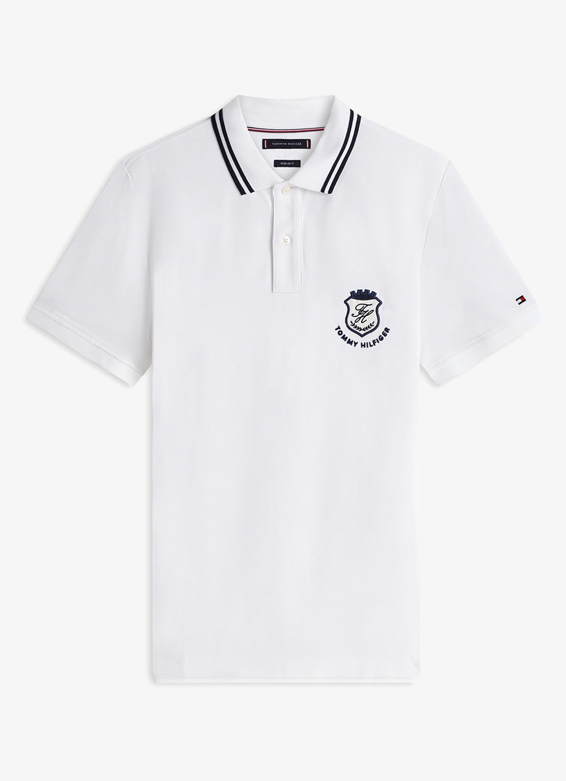 Tommy Hilfiger Regular fit polo met logoborduring - voorkant wit