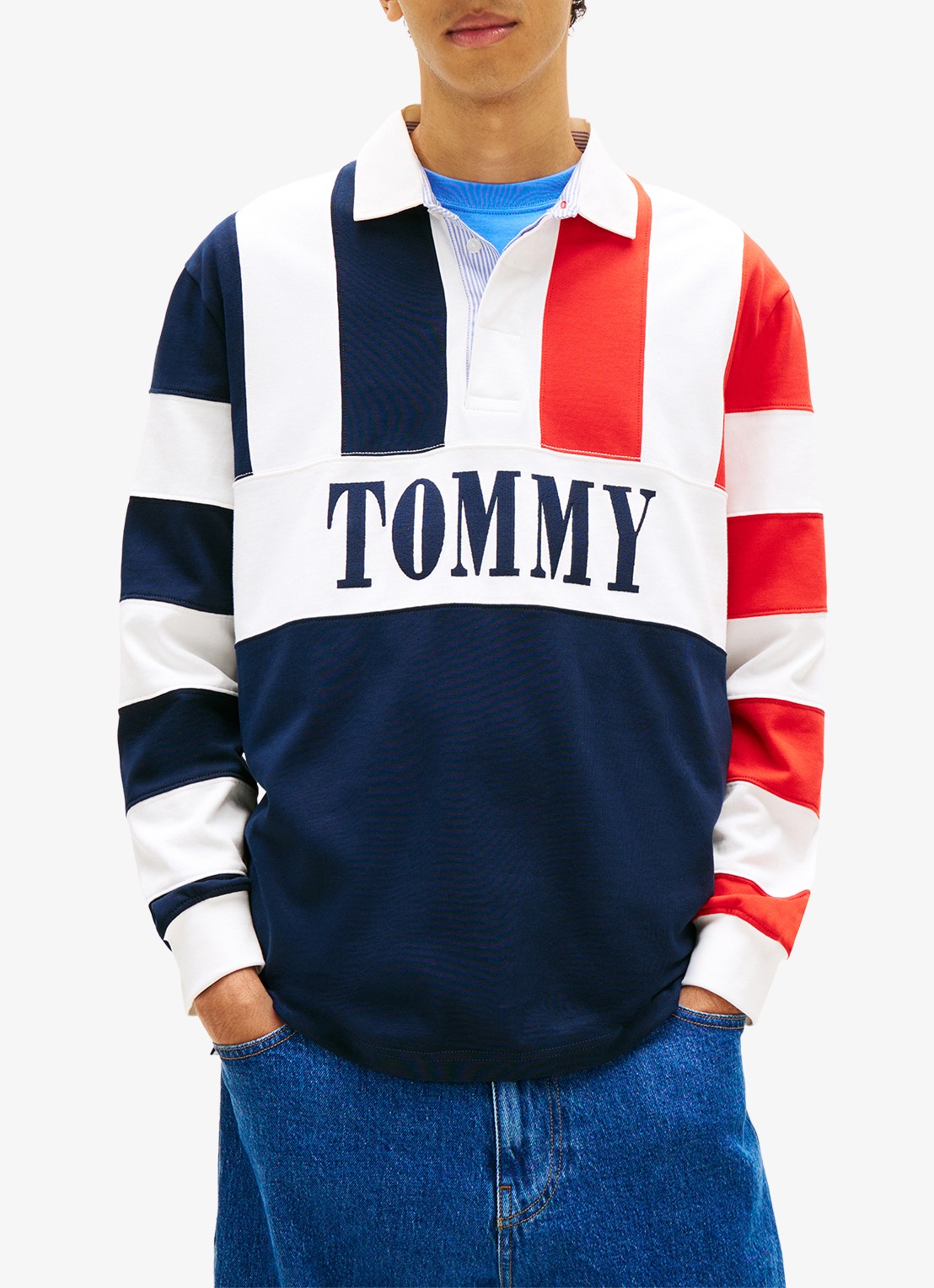 Tommy Hilfiger Regular fit polo met streepprint - detail 4 dark night navy-c1g
