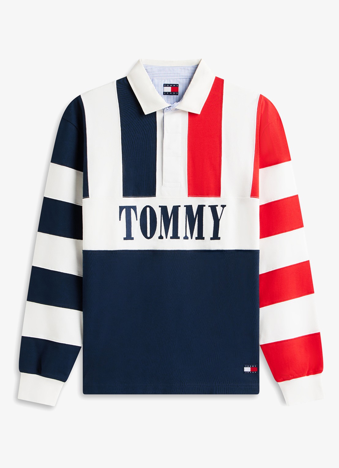 Tommy Hilfiger Regular fit polo met streepprint - voorkant 2 dark night navy-c1g