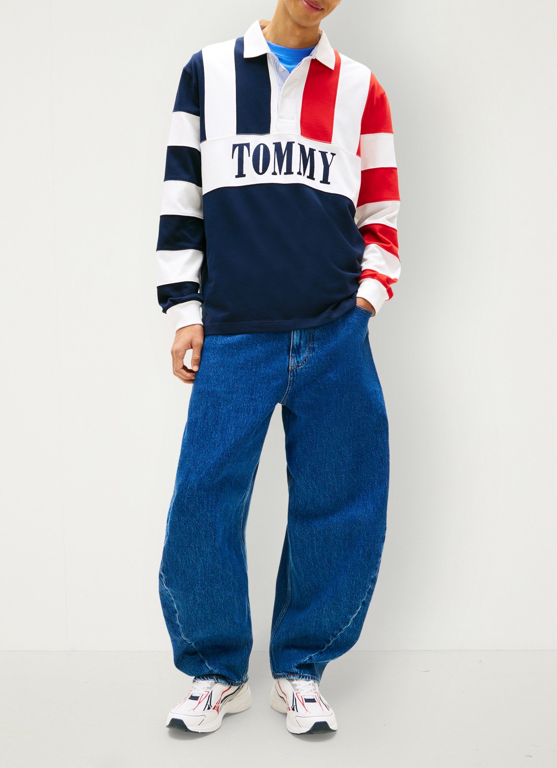 Tommy Hilfiger Regular fit polo met streepprint - voorkant 3 dark night navy-c1g