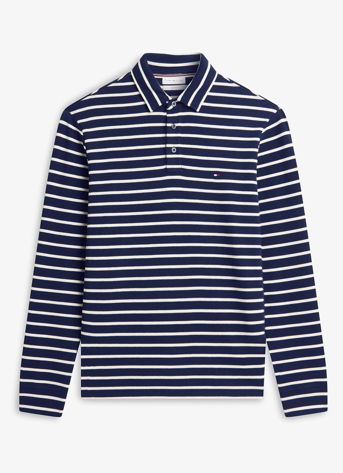 Tommy Hilfiger Regular fit polo met streepprint - voorkant 3 donkerblauw