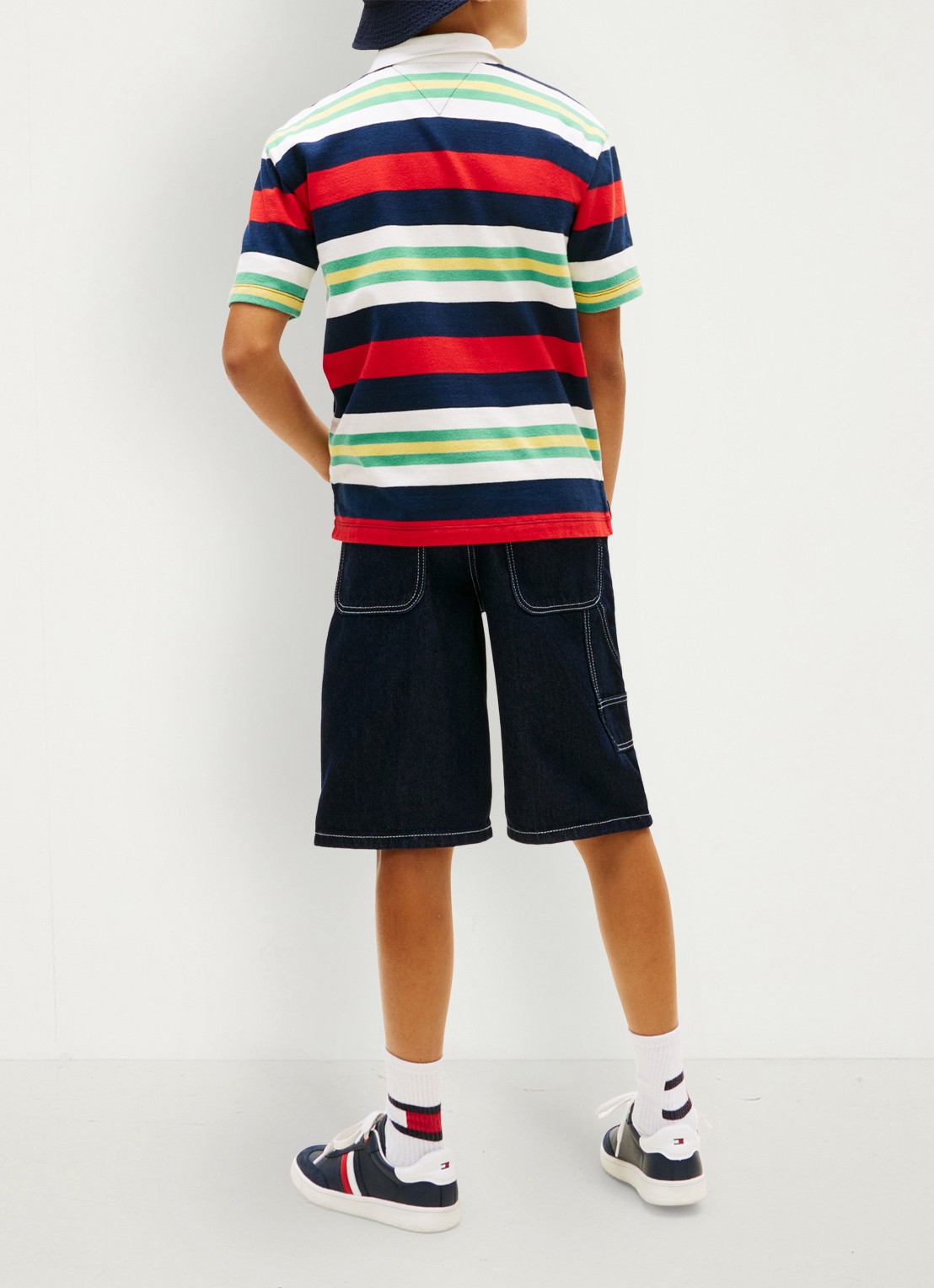 Tommy Hilfiger Regular fit polo met streepprint - achterkant rood