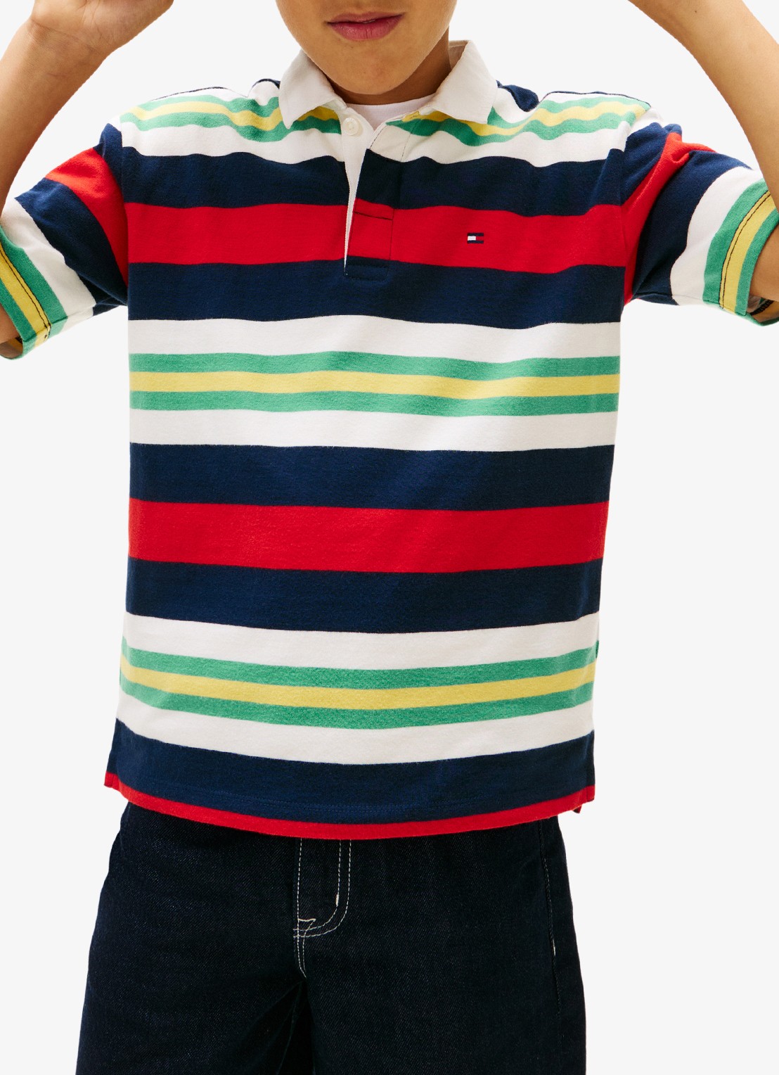 Tommy Hilfiger Regular fit polo met streepprint - detail 4 rood