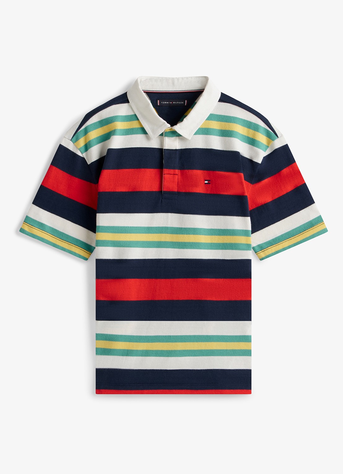 Tommy Hilfiger Regular fit polo met streepprint - voorkant 2 rood