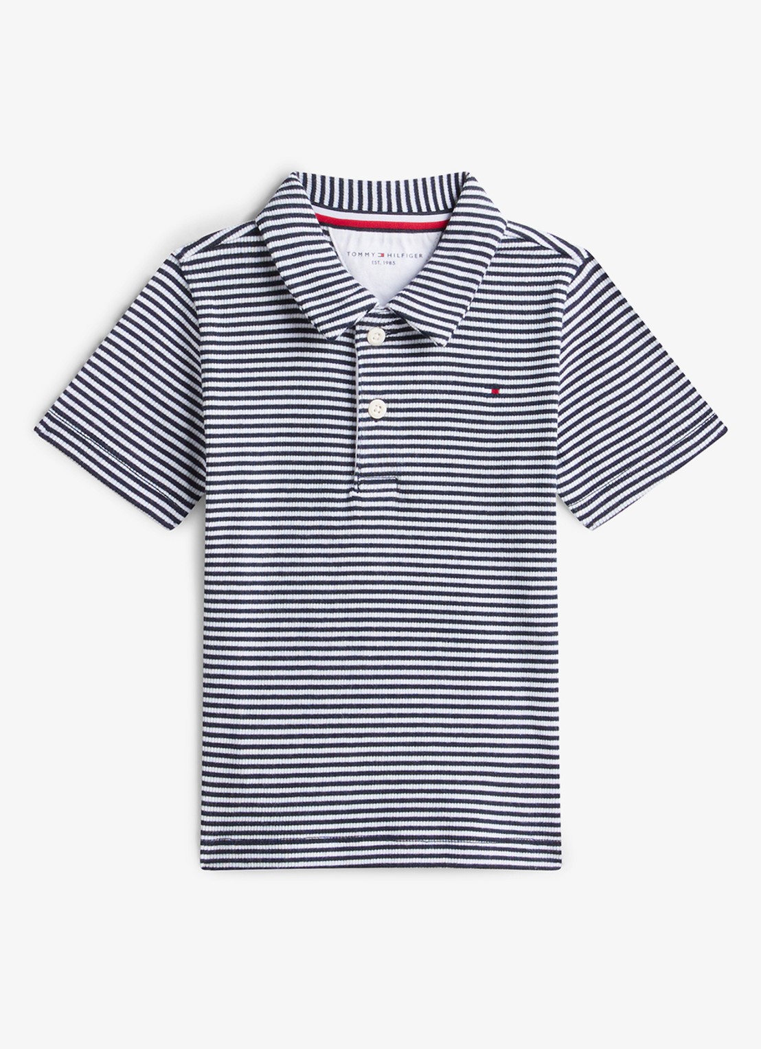Tommy Hilfiger Regular fit polo met streepprint - voorkant donkerblauw
