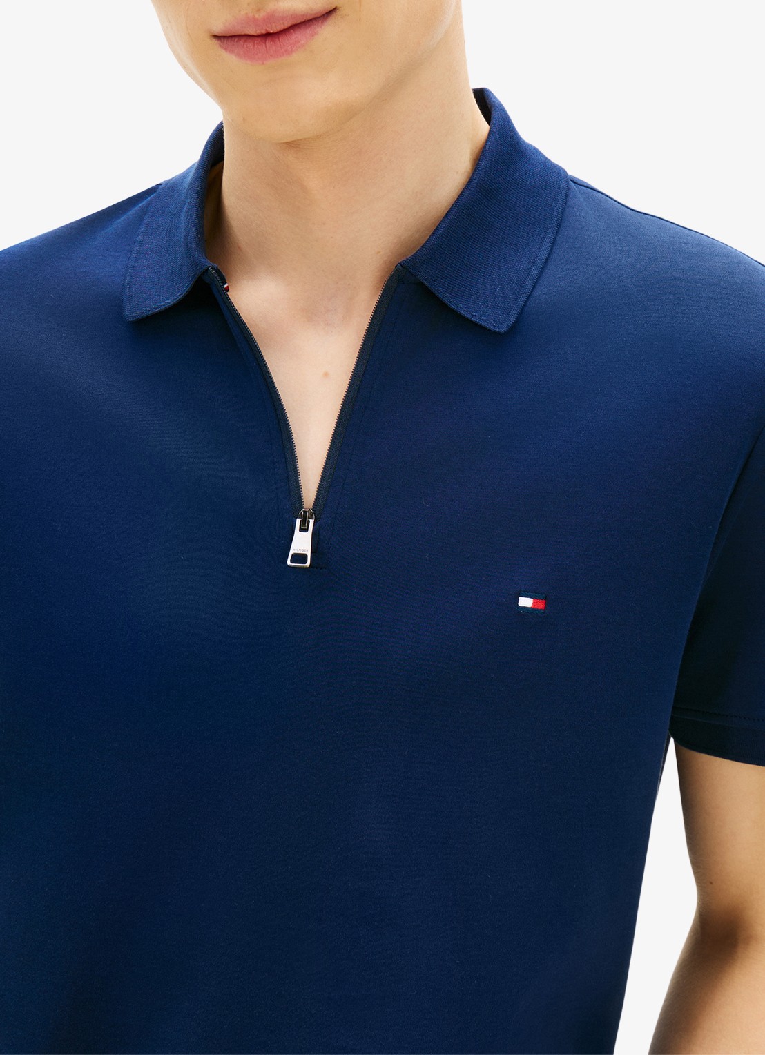 Tommy Hilfiger Regular fit polo van katoen - detail 5 donkerblauw