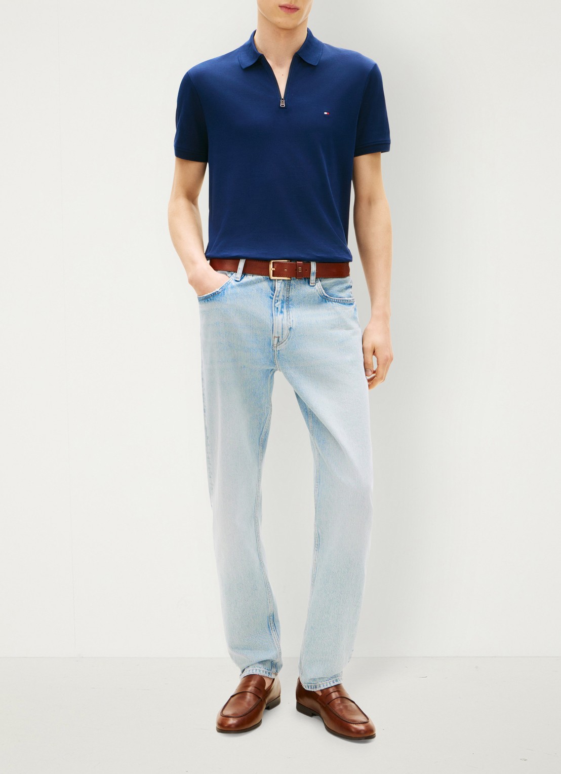 Tommy Hilfiger Regular fit polo van katoen - voorkant 3 donkerblauw