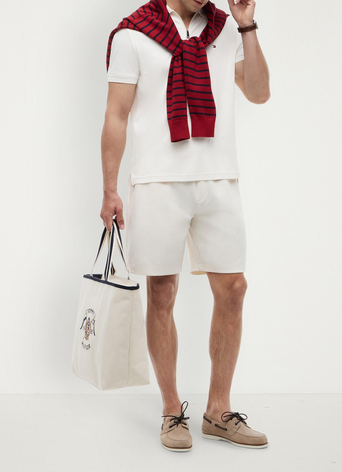 Tommy Hilfiger Regular fit polo van katoen - voorkant 3 ivoor