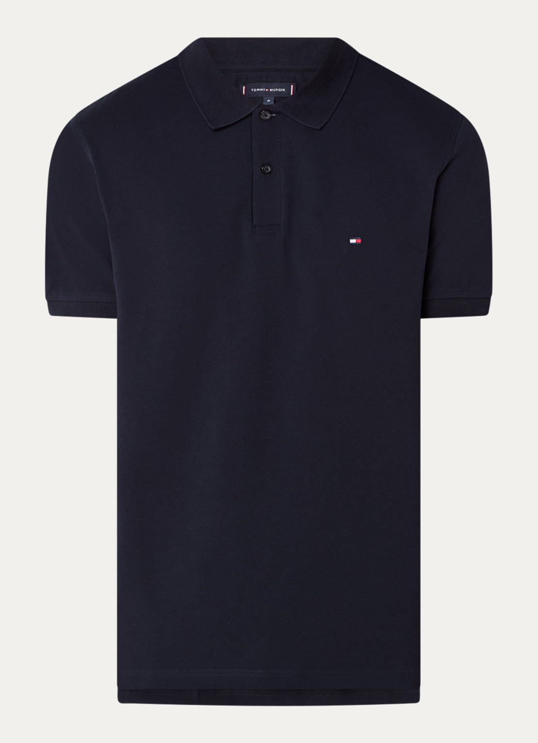 Tommy Hilfiger Regular fit polo van piqué katoen met logoborduring - voorkant donkerblauw