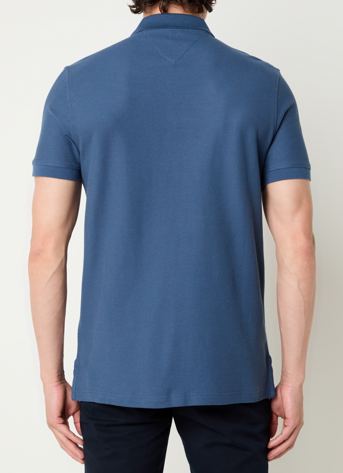 Tommy Hilfiger Regular fit polo van piqué katoen met logoborduring  - achterkant 2 petrol
