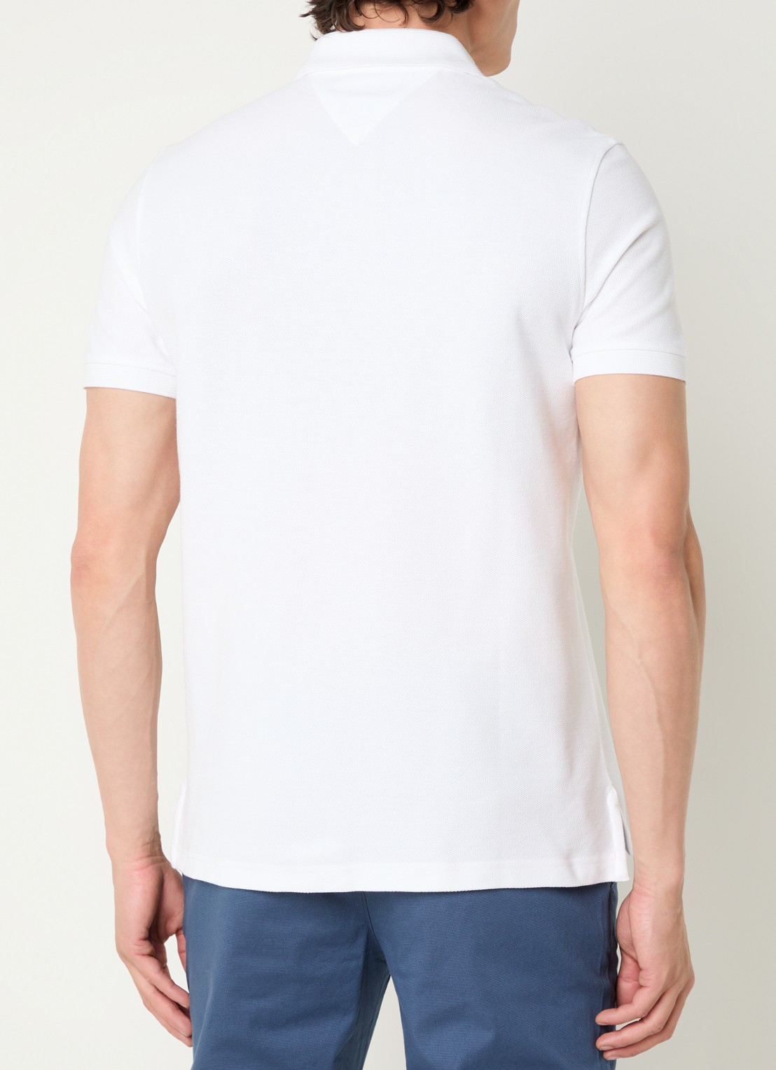 Tommy Hilfiger Regular fit polo van piqué katoen met logoborduring  - achterkant 4 wit