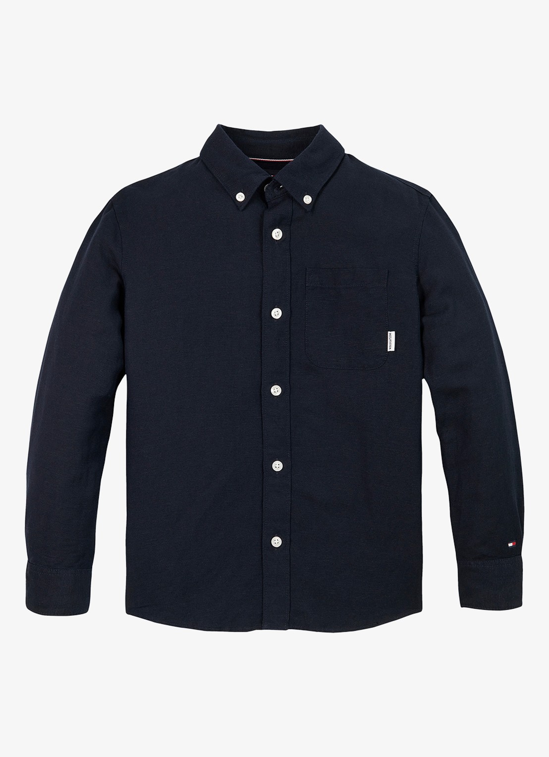 Tommy Hilfiger Relaxed fit overhemd in linnenblend - voorkant 2 donkerblauw