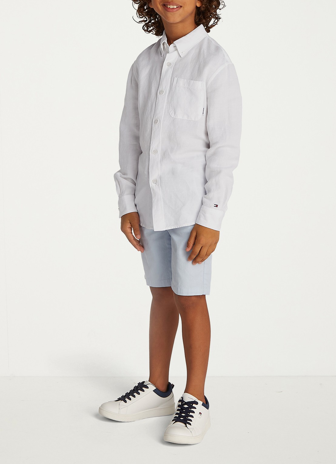Tommy Hilfiger Relaxed fit overhemd in linnenblend - voorkant 3 wit
