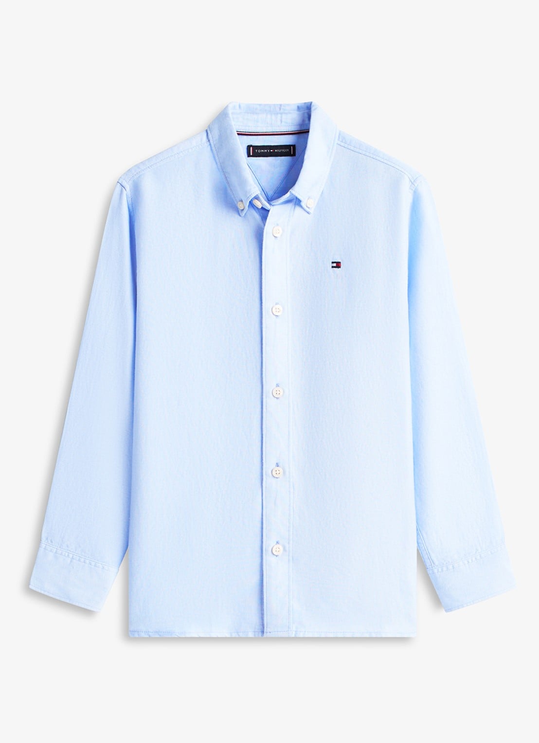 Tommy Hilfiger Relaxed fit overhemd in linnenblend - voorkant 4 blauw