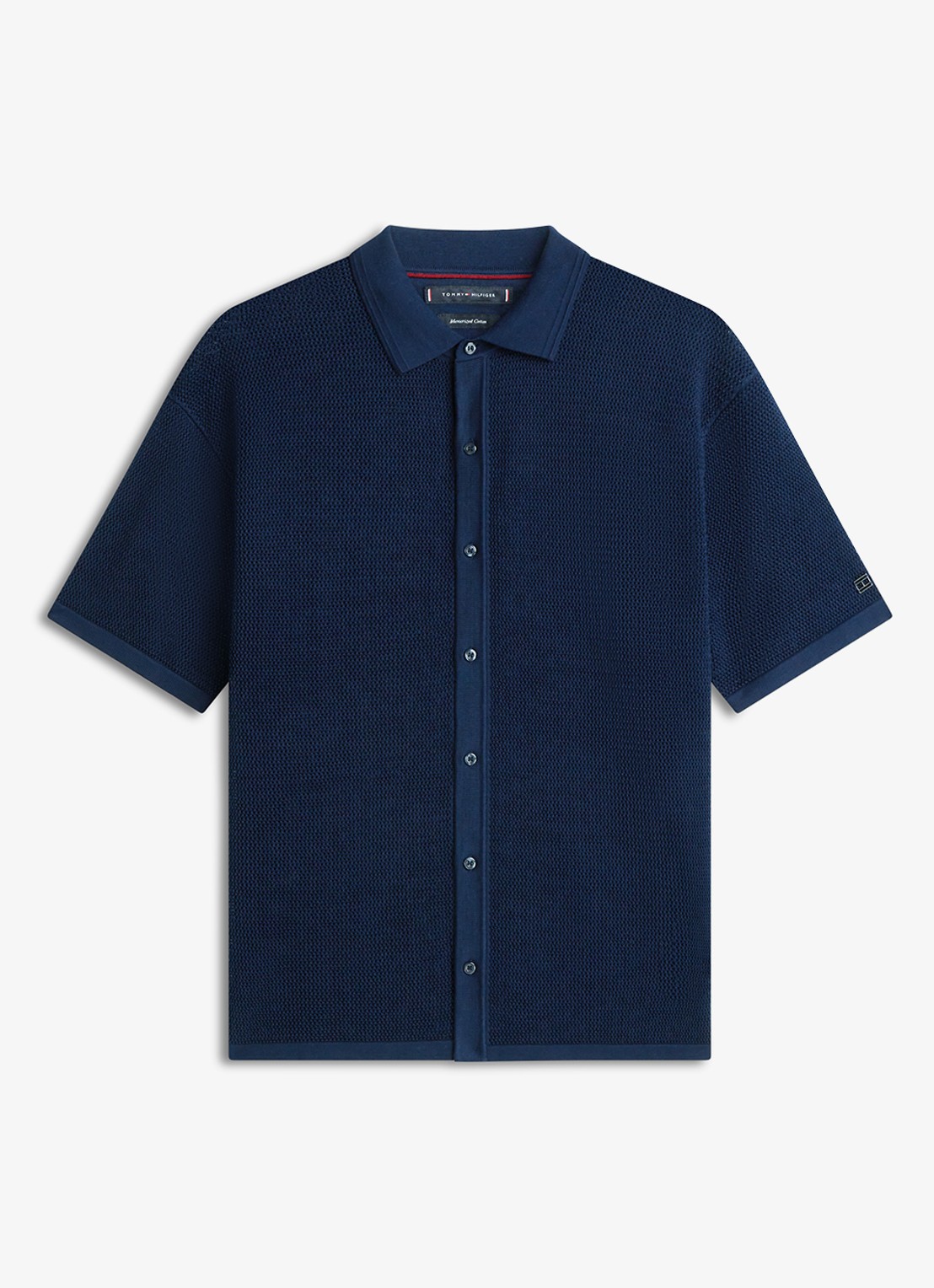Tommy Hilfiger Relaxed fit overhemd met opengewerkt dessin - voorkant 2 donkerblauw