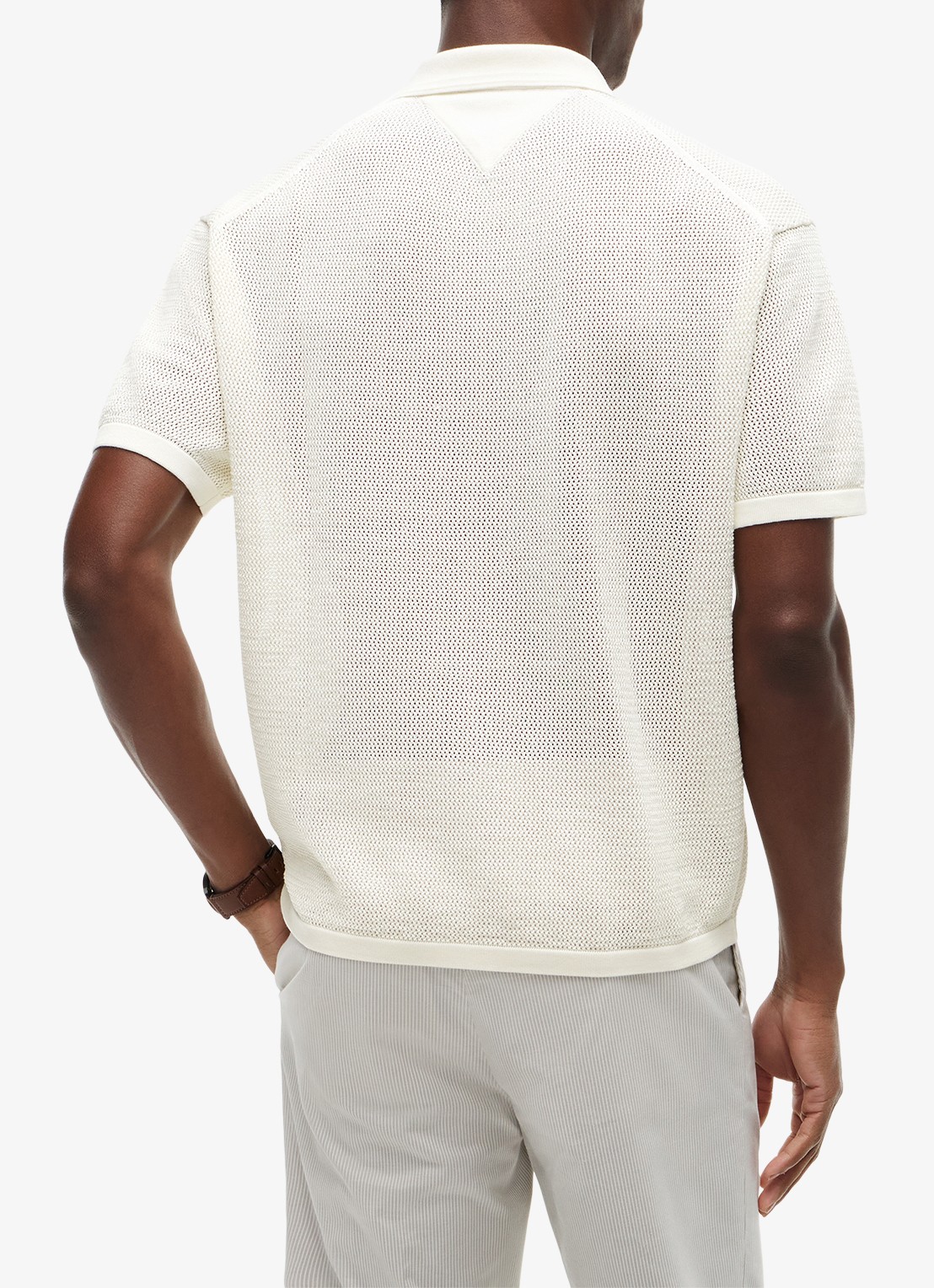 Tommy Hilfiger Relaxed fit overhemd met opengewerkt dessin - achterkant gebroken wit