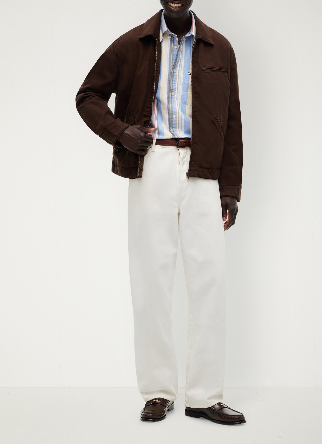 Tommy Hilfiger Relaxed fit overhemd met streepprint - voorkant 5 blauw