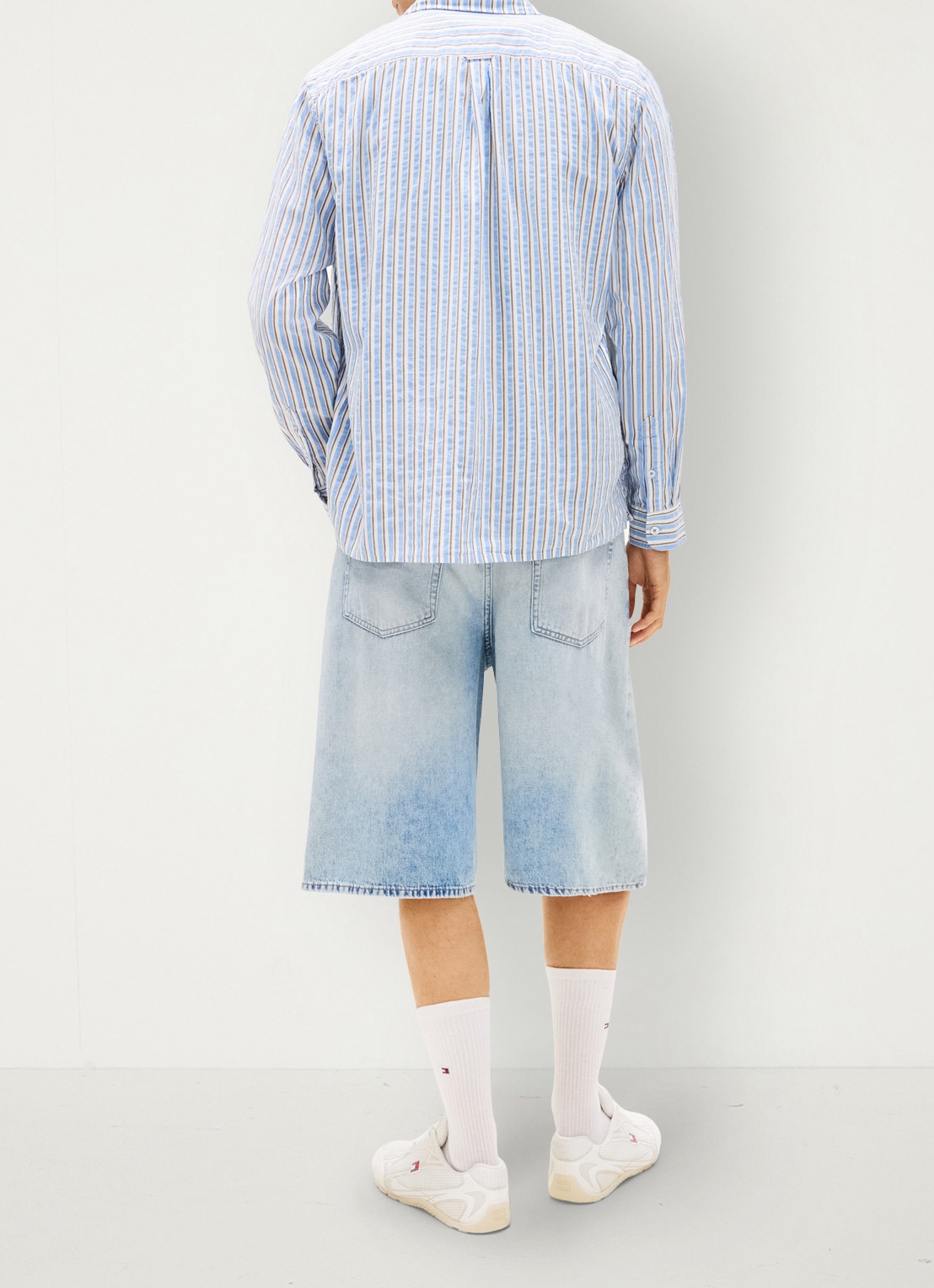 Tommy Hilfiger Relaxed fit overshirt met streepprint - achterkant 3 denim
