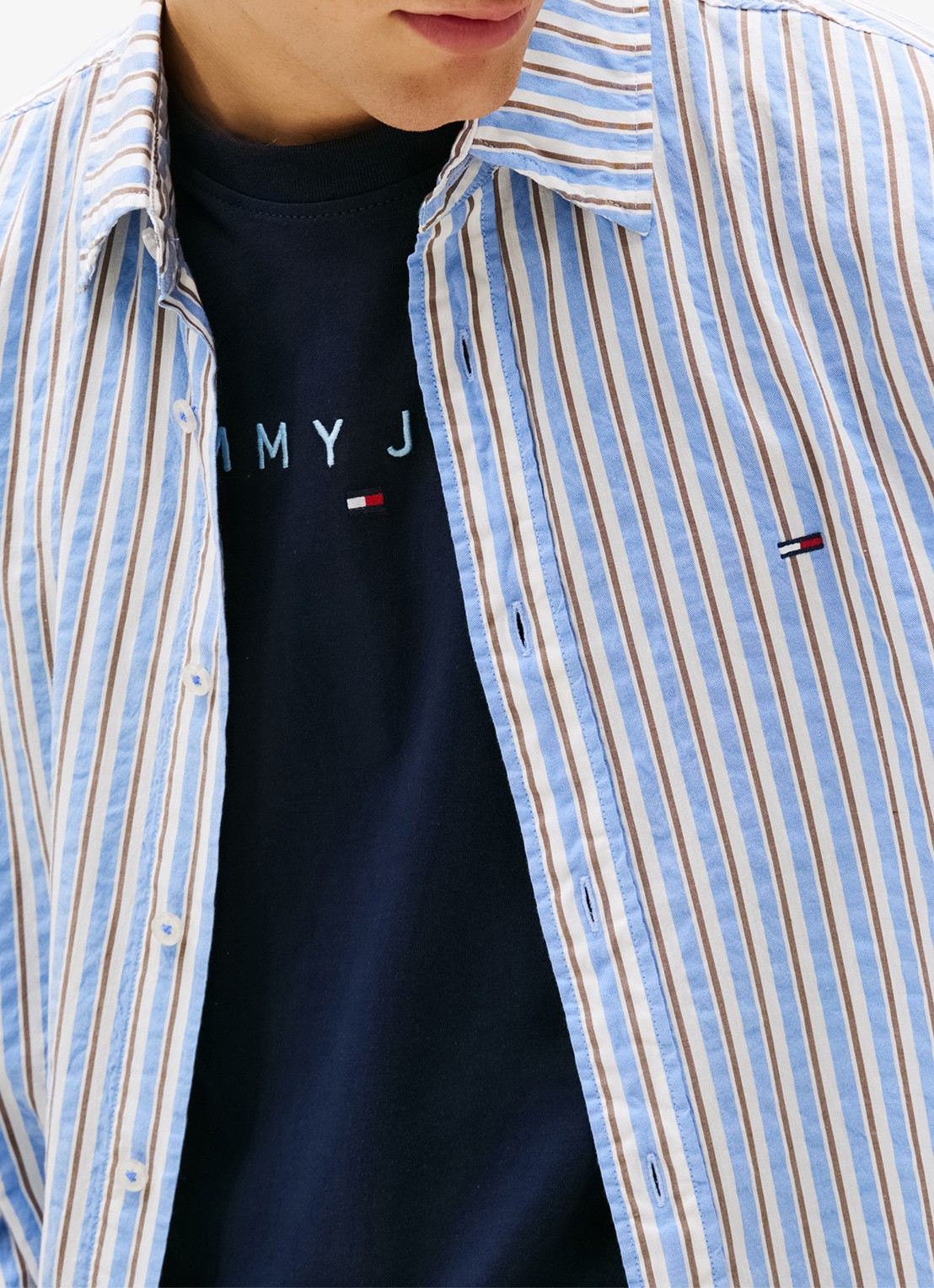 Tommy Hilfiger Relaxed fit overshirt met streepprint - detail 5 denim