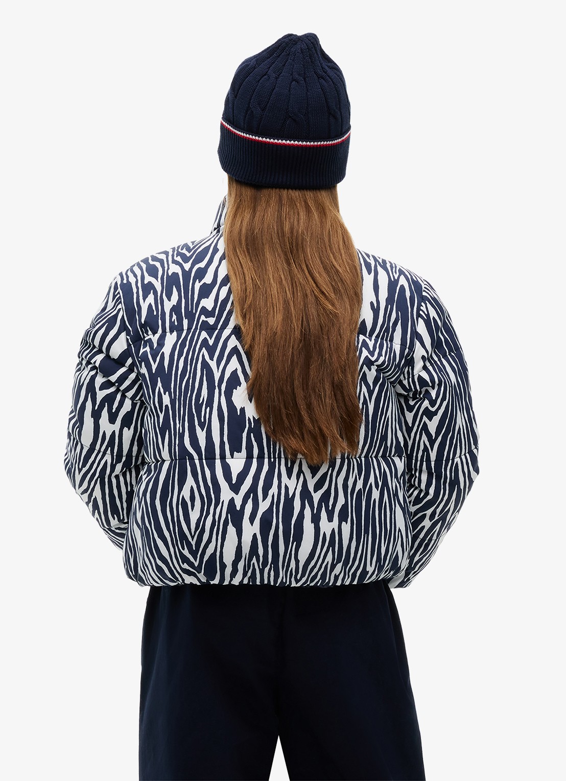 Tommy Hilfiger Reversible puffer jas met dierenprint  - achterkant 5 blauw