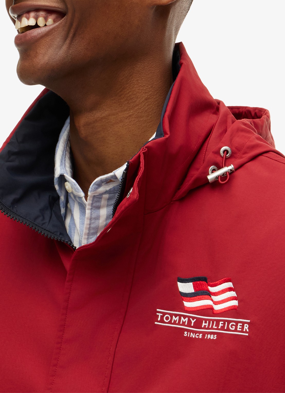 Tommy Hilfiger Reversible regenjack met logo - detail 4 rood