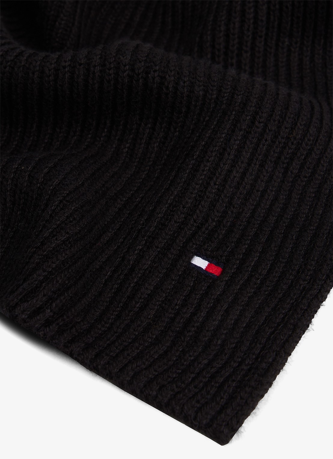 Tommy Hilfiger Ribgebreide sjaal in kasjmierblend 185 x25 cm - detail 3 zwart