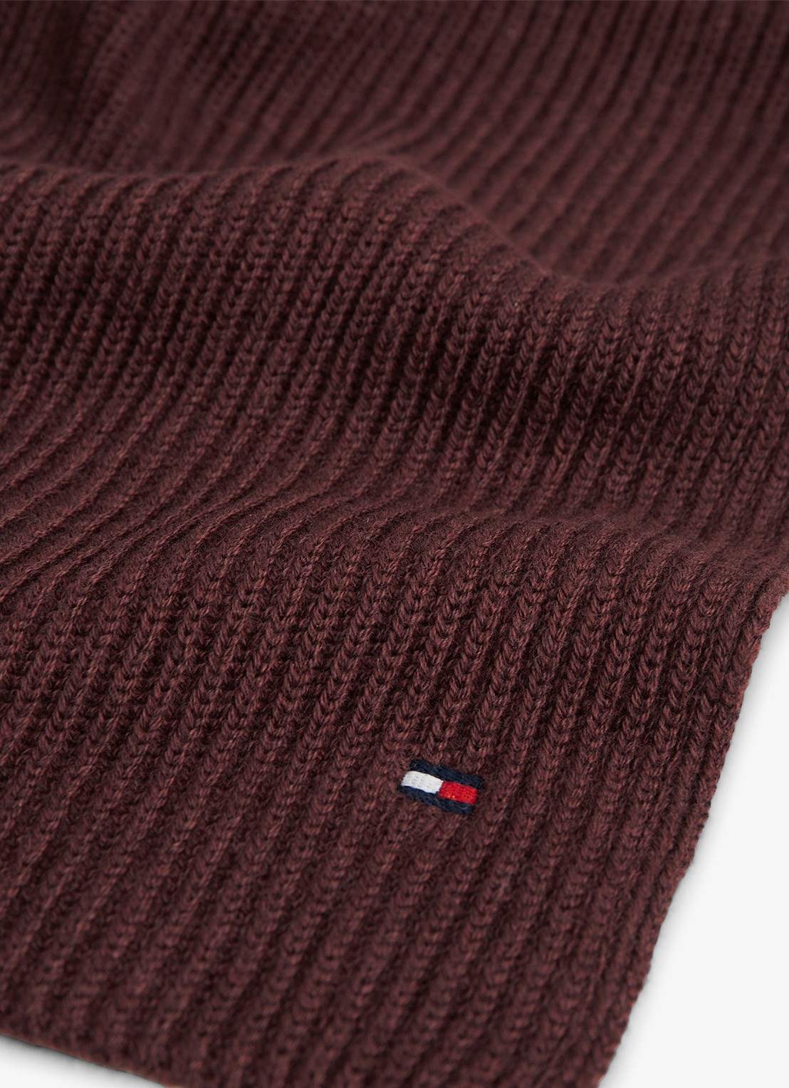 Tommy Hilfiger Ribgebreide sjaal in kasjmierblend 185 x25 cm - detail 3 red wine melange-xiu