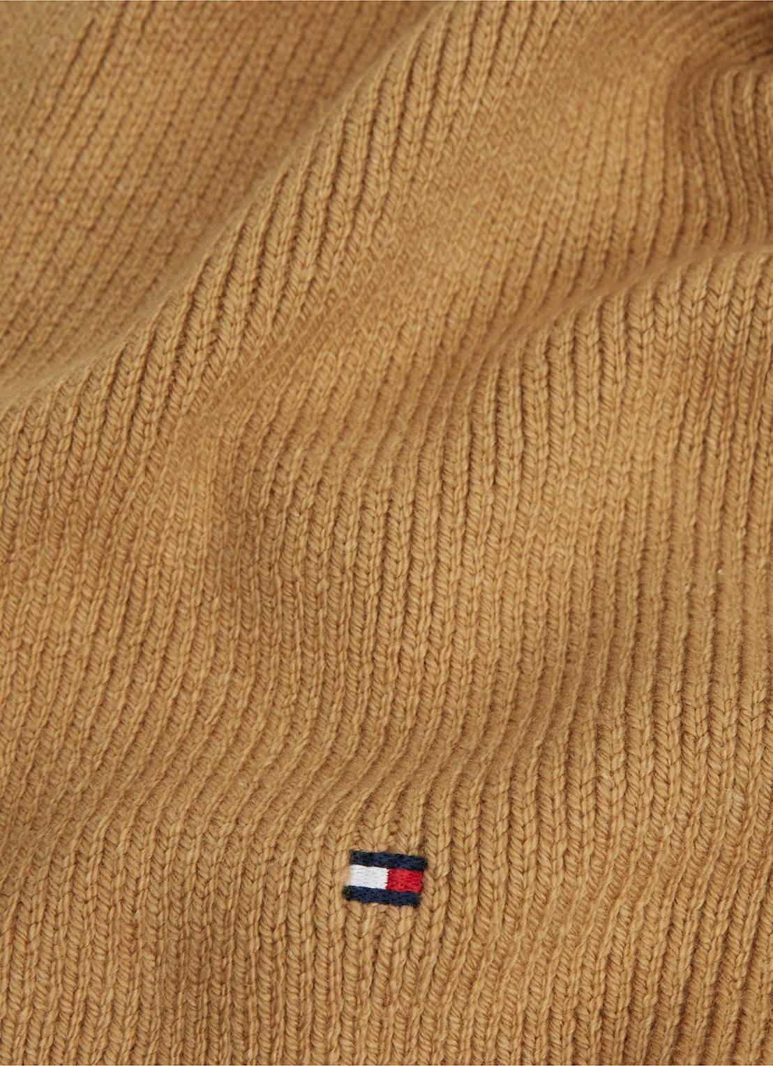 Tommy Hilfiger Ribgebreide sjaal in wolblend - detail beige