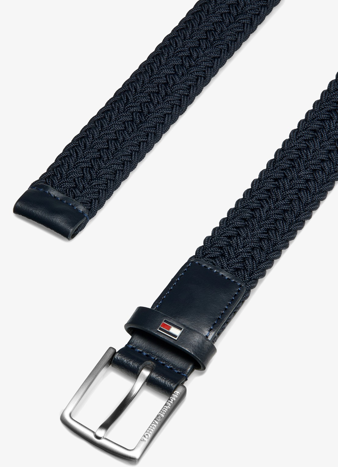 Tommy Hilfiger Riem met gevlochten detail - voorkant 2 donkerblauw