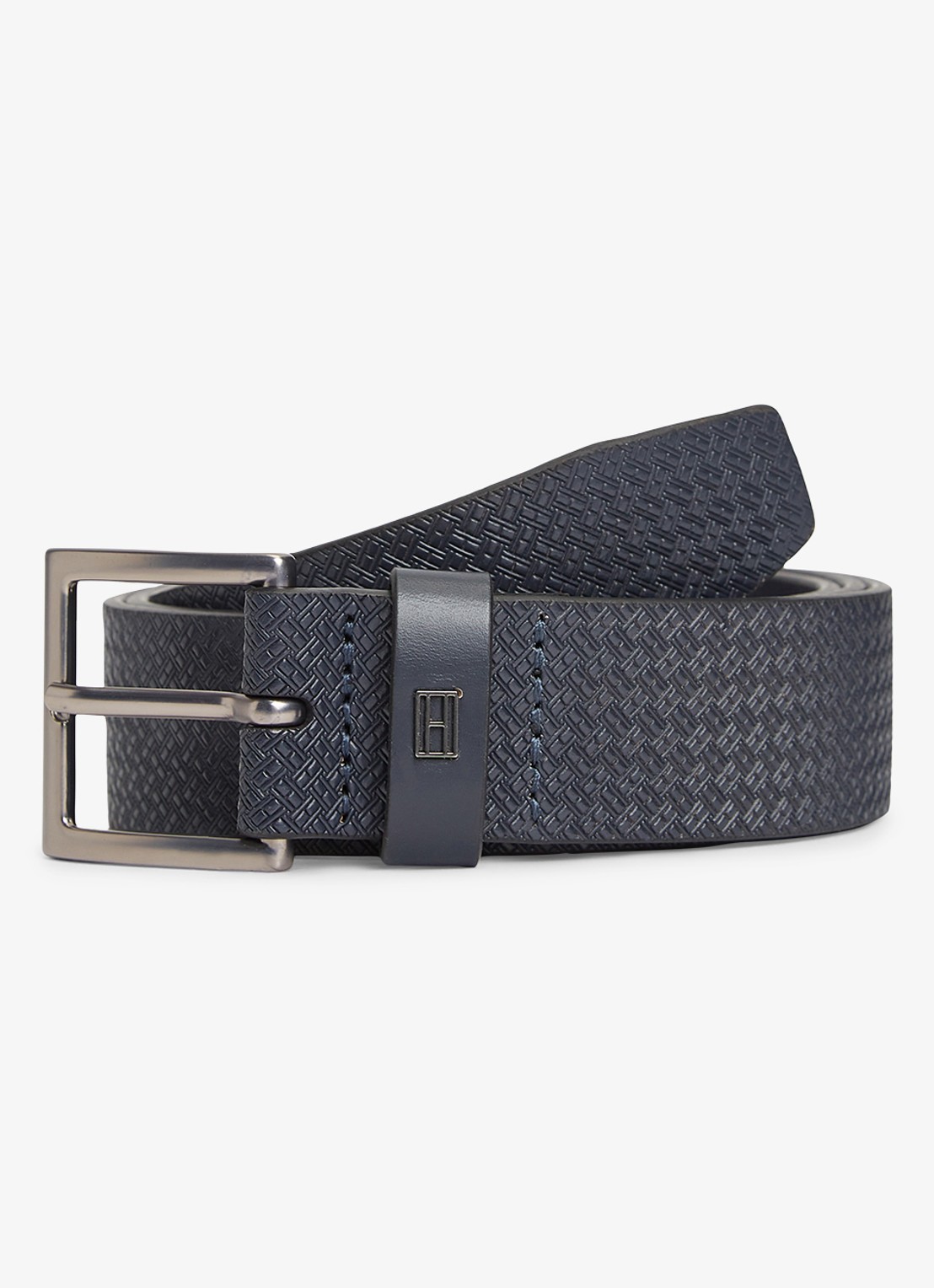 Tommy Hilfiger Riem met logoprint - voorkant donkerblauw