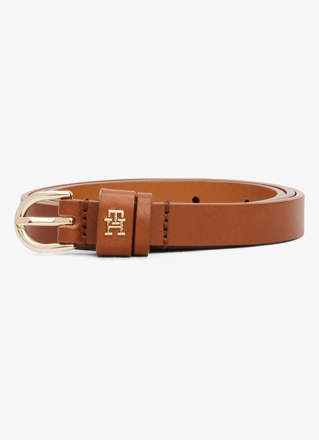 Tommy Hilfiger Riem van leer met logo - voorkant 3 cognac