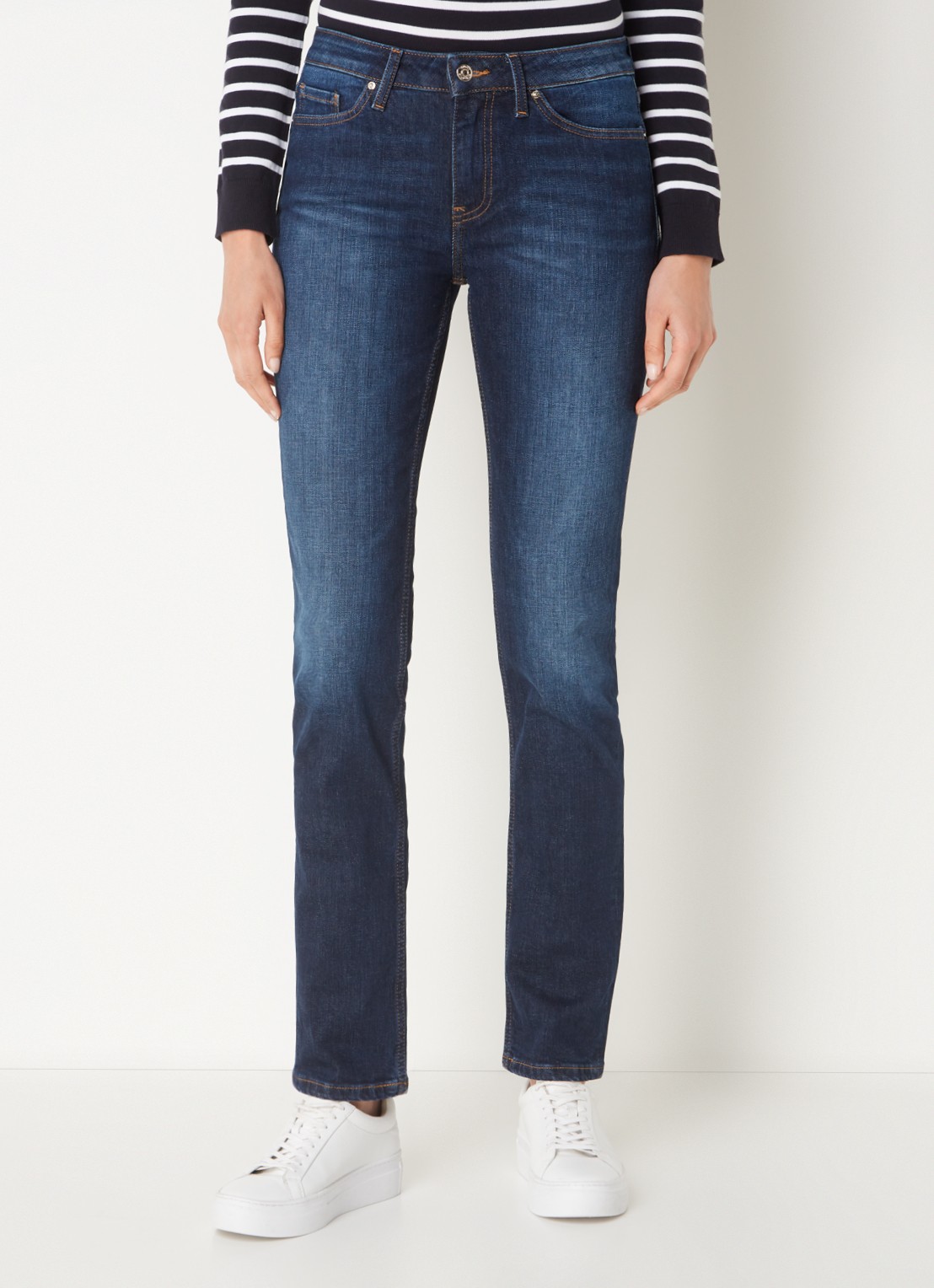 Tommy Hilfiger Rome mid waist slim fit jeans met donkere wassing - detail 2 indigo