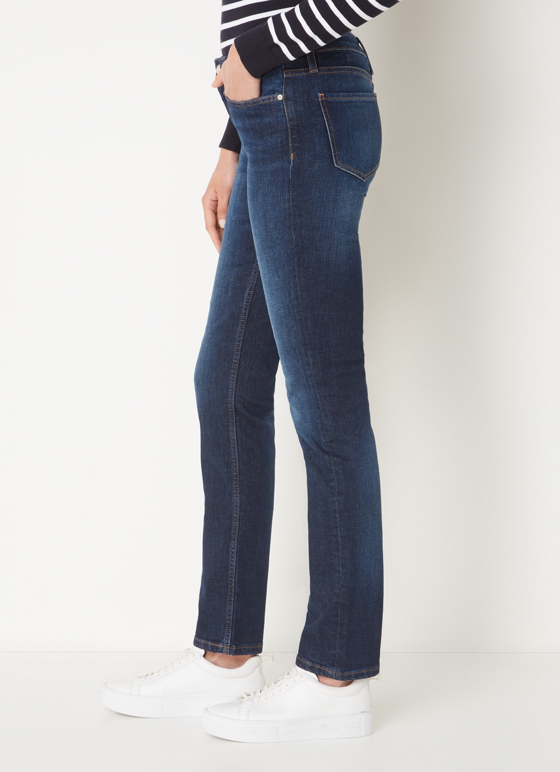 Tommy Hilfiger Rome mid waist slim fit jeans met donkere wassing - detail 3 indigo