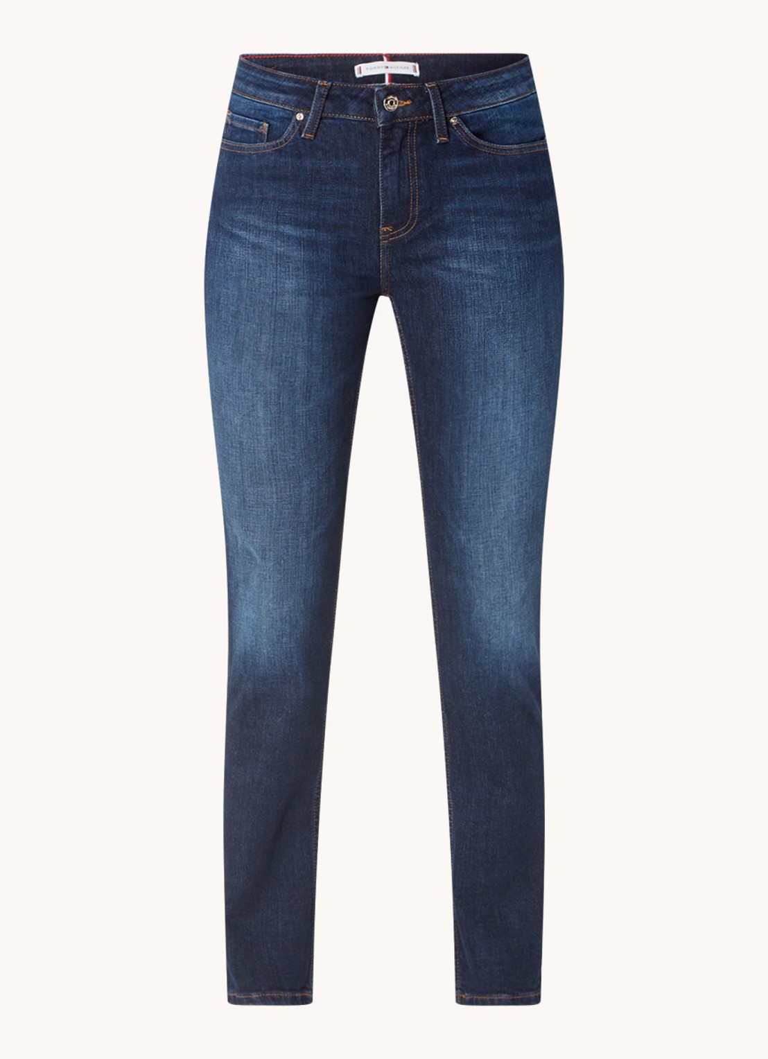 Tommy Hilfiger Rome mid waist slim fit jeans met donkere wassing - voorkant 4 indigo