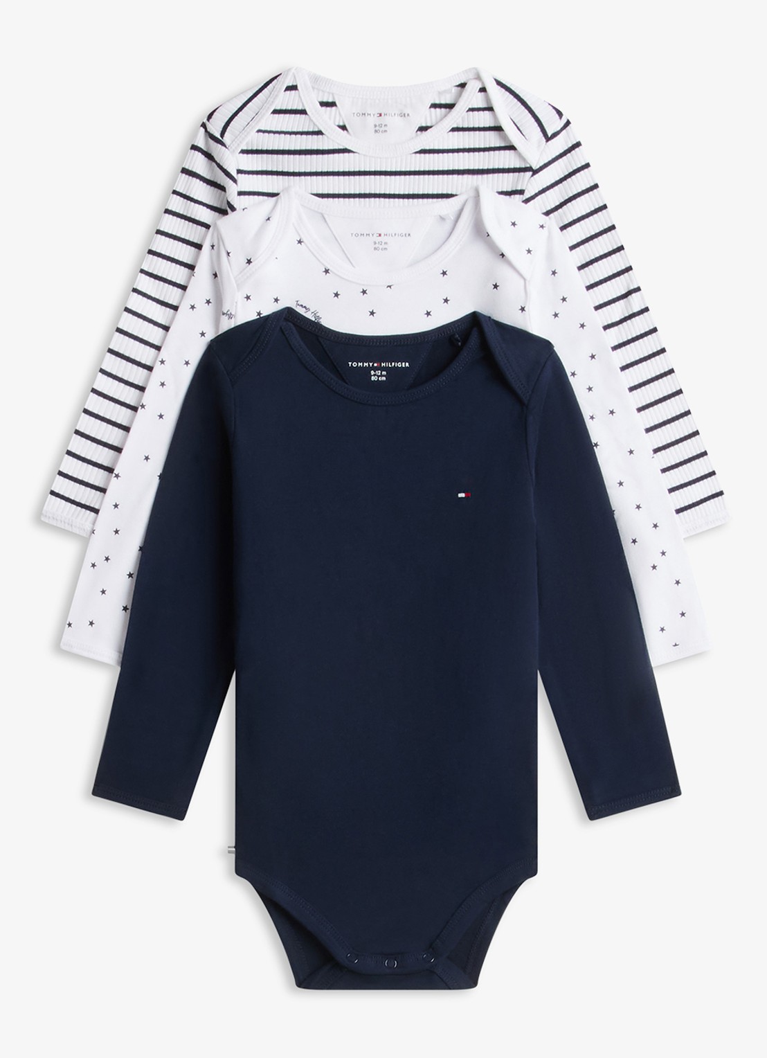 Tommy Hilfiger Romper in cadeauset met print 3-pack - voorkant 3 dark night navy-c1g / blauw