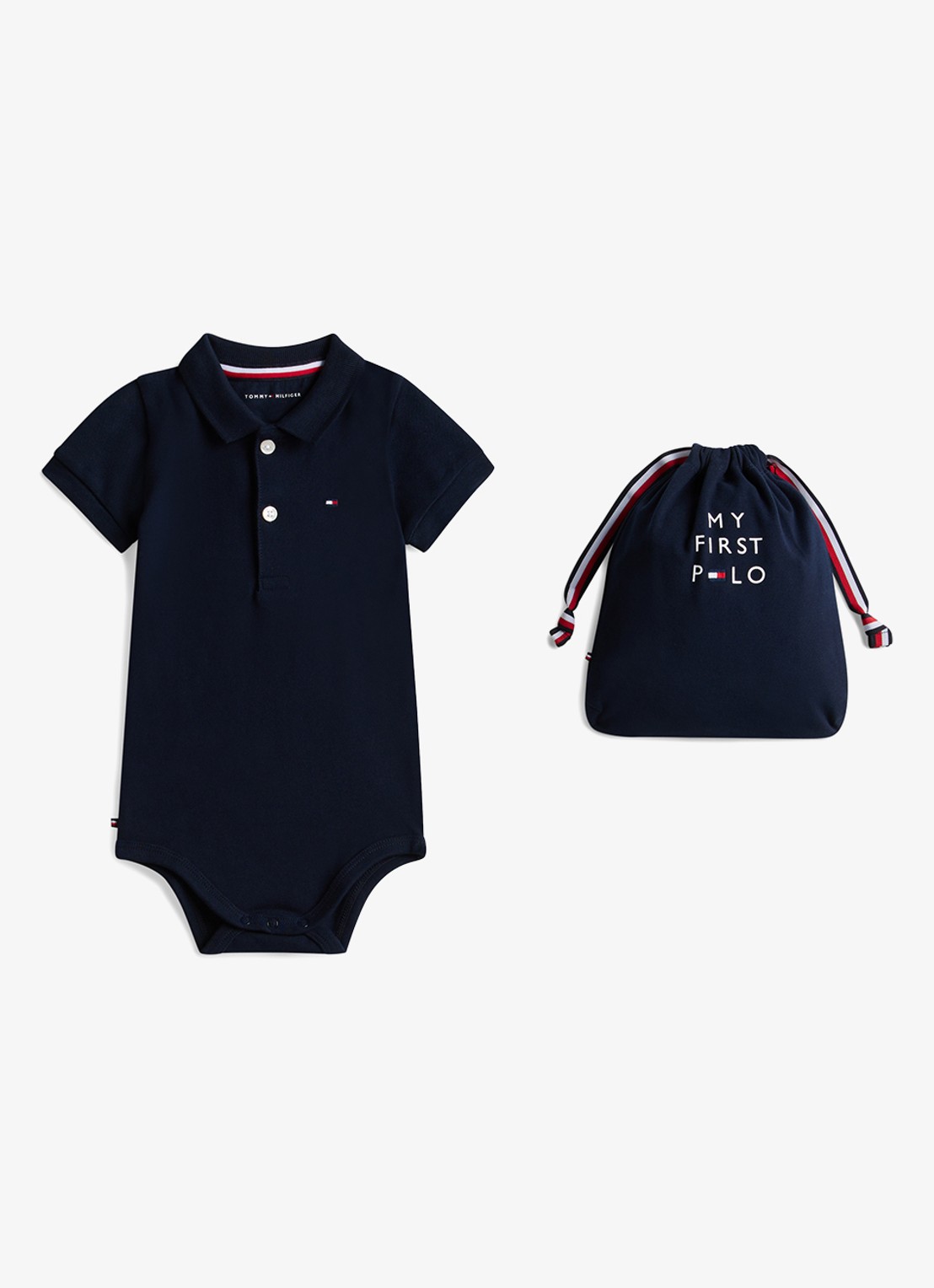 Tommy Hilfiger Romper in cadeauset van katoen - voorkant donkerblauw